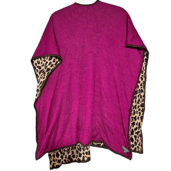 Lauren Ralph Lauren Women's Merino Wool Blend Reversible Animal Print Cape OS - Picture 2 of 11